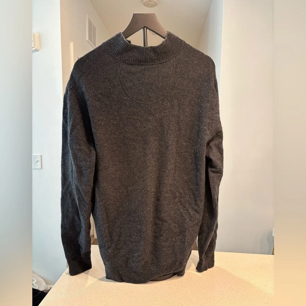 Woolrich Men's Charcoal Half Zip Sweater, 100% wool, Size L